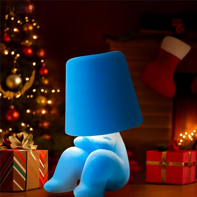 Modern Table Lamp for Youth: Rechargeable Cute Light for Kids Child Teen - Gift for Birthday Christmas Halloween Easter (Blue Big)