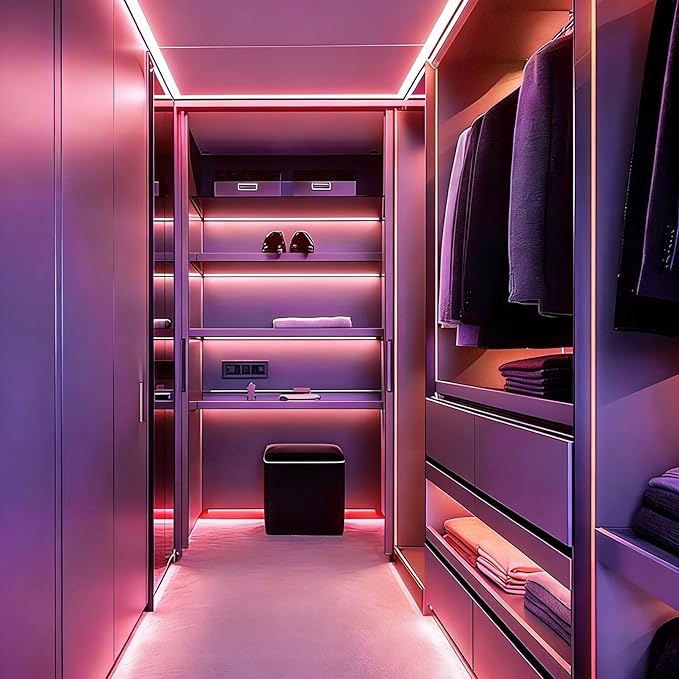 Battery Powered LED Strip Lights, 3.3FT COB LED Strip Light, Battery Operated LED Lights, Pink LED Strip Lights Battery Powered for Closet, Cabinet, Shelf, Kitchen, DIY Lighting