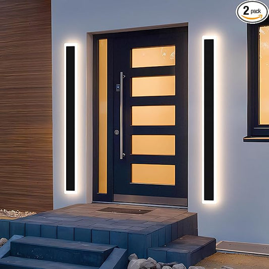 2-Pack 39.4inch LED Outdoor Wall Lights, Modern Exterior Wall Lights LED Long Wall Sconce Light Fixture, IP65 Waterproof Black Outside Lights for House Garage Front Door (3000k)