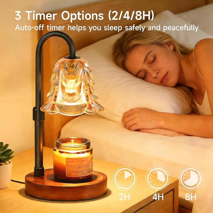 Candle Warmer Lamp Timer Dimmable, Adjustable Brightness&Timer, Smart Candle Melter, Safe&Fast Wax Warmer for Bedroom, Gifts