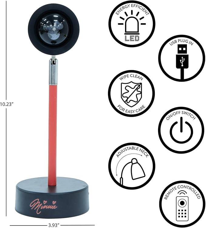 Disney Minnie Mouse LED Sunset Projection Lamp with Remote Control,USB Operated