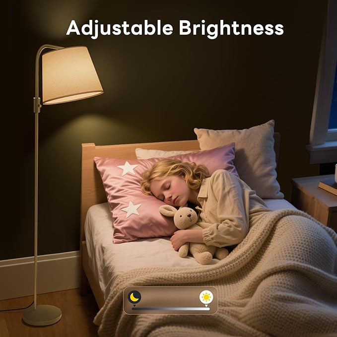 Arc Floor Lamp for Living Room with Smart RGBCW Color Changing Bulbs Dimmable, Stand lamp Compatible with Alexa, Siri, Google Voice & App Control, Tall Lamp for Living Room, Bedroom, Gold