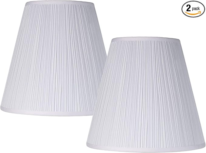 9" Top x 16" Bottom x 14 1/2" High x 14 3/4" Slant Lamp Shade Replacement Set of 2 Large White Ivory Mushroom Empire Round Traditional Fabric Pleated Spider Harp Finial - Springcrest