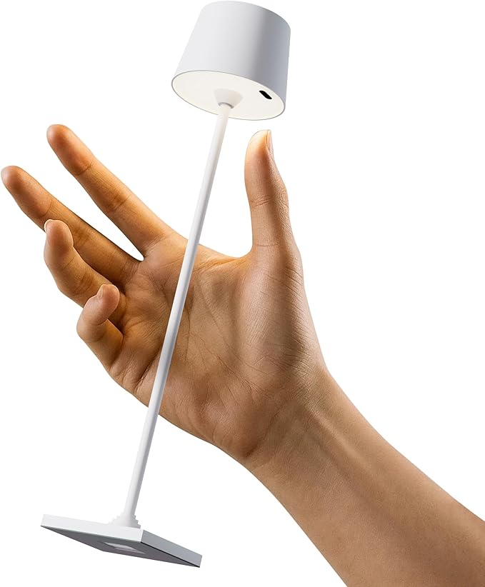 Compact Cordless Table Lamp, Rechargeable LED Night Light, Dual Light Source (RGB Top & Warm Bottom), Touch Control & Timer, Metal Lamp for Bedroom & Kids Room (White 1PACK)