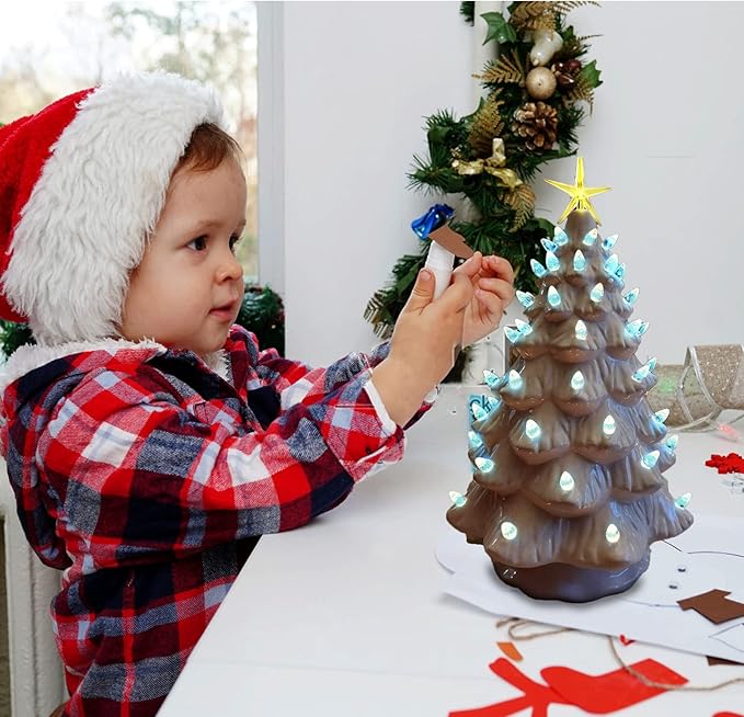 Ceramic Christmas Tree Replacement Lights Bulbs, Aqua Blue Medium Twist Plastics Pegs Ornaments for Ceramic Tree(87 Bulbs＆ 3 Topper Star)