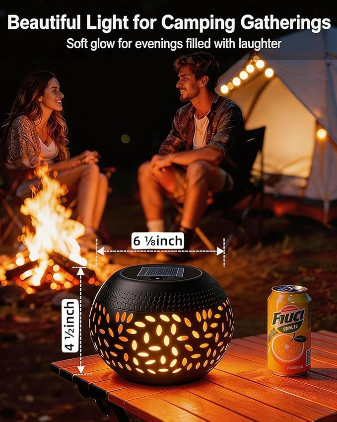 Solar Table Lights Outdoor Waterproof - 2 Pack Dancing Flickering Flame Lamp Black Metal Tabletop Light Solar Powered Decorative Lighting Lantern for Desk Bedroom Patio Garden Pathway Yard