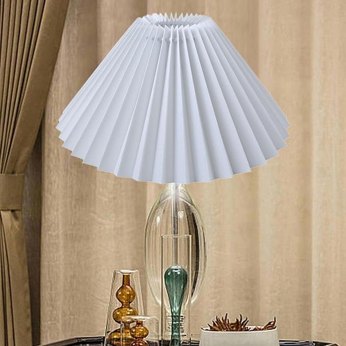 Pleated Table Lamp Shade Replacement Home Decor Lighting Fixtures Light Cover Floor Lamp Shade for Office, White