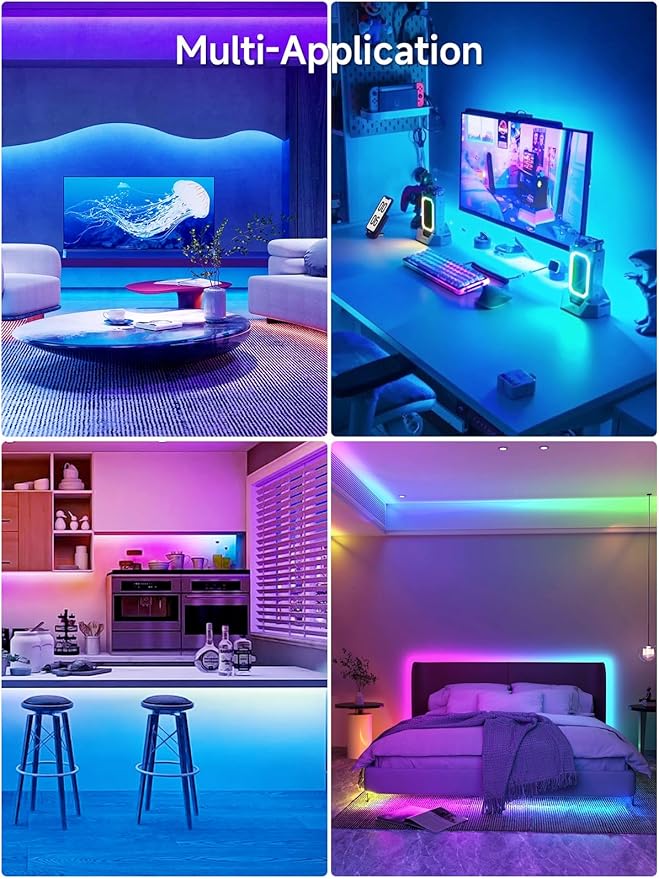LED Lights for TV, 16.4ft TV LED Backlight for 45-75 Inch TVs, RGB TV Backlight Behind with Music Sync, Smart APP and Button Control Strip Lights USB Powered for Bedroom/Gaming