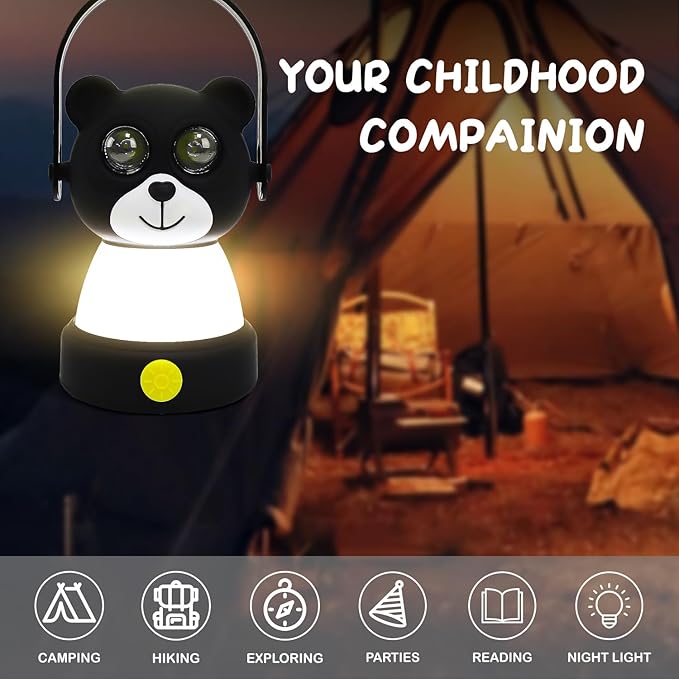LED Bear Camping Lantern Kit, Battery Powered Night Light for Kids 6-12, Outdoor Equipment for Kids Ages 8-12, Toys Girls Boy Birthday Christmas Gift, Bear Style(Battery NOT Included)