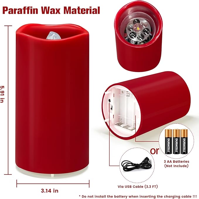 Flameless Candle Heart Projector Light,Valentines Day Decorations Candles Lamp with Romantic Red Heart Projector Lights, LED Candle with Remote and Timer for Girl Women Mom (Red - Heart)
