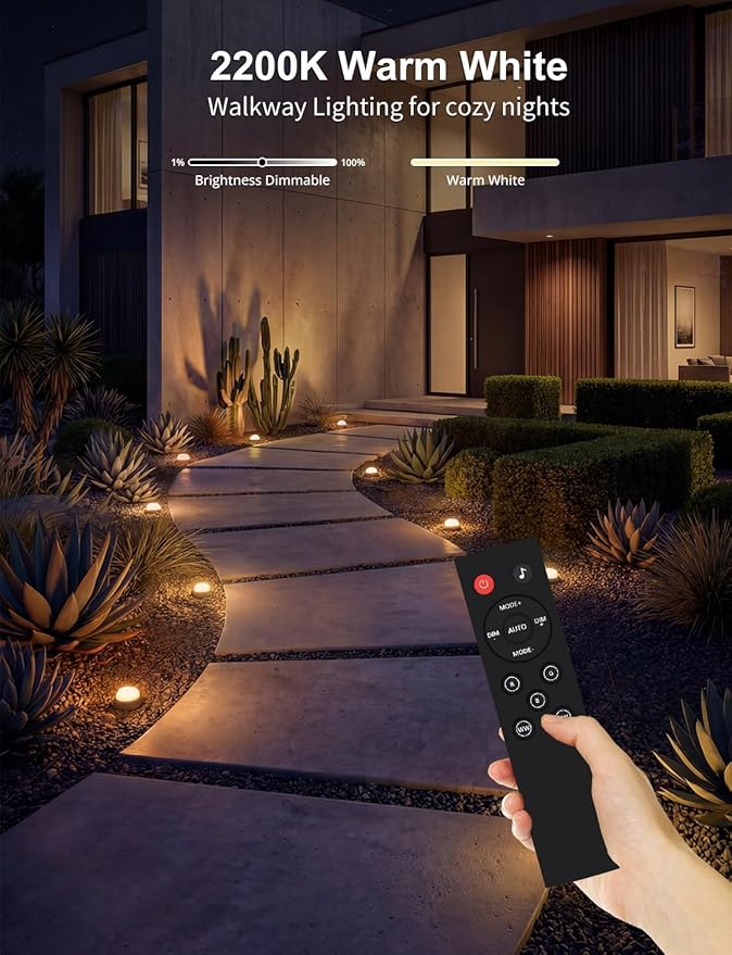 APPECK Smart Outdoor Ground Lights 15 Pack, 32FT RGBW Color Changing Pathway Lights Wired, IP65 Waterproof Landscape Lighting, for Path Yard Lawn Patio Holiday Party Decor, with App & Alexa Control