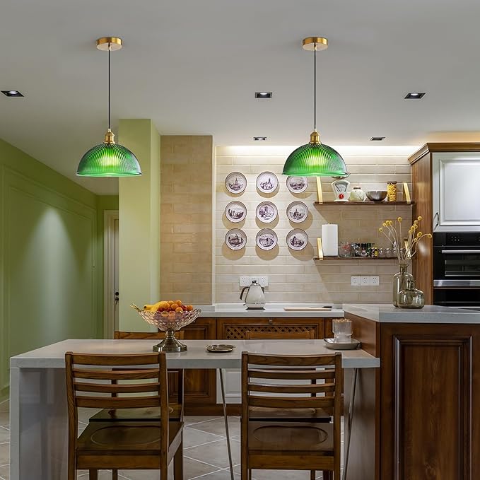 Vintage Pendant Light Fixtures: Glass Pendant Lights Kitchen Island, Modern Green Pendant Light Fixture for Bedroom Dining Room