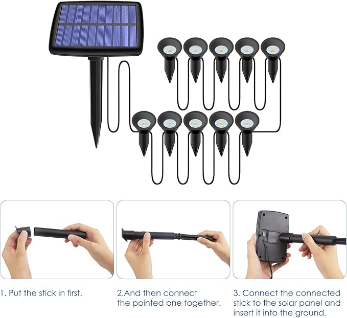 Solar Pathway Ground Lights 10 LED Solar String Ground Lights Solar Powered Inground Lights for Garden Lawn Walkway Driveway