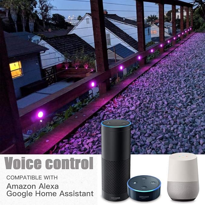 FVTLED WiFi LED Deck Lights Kit RGBW, 30pcs Φ1.77 Smart Phone Control Low Voltage Recessed Muticolor & Warm White Soffit Yard Path Stair Decor Lamp Fit for Alexa Google Home, Black Shell