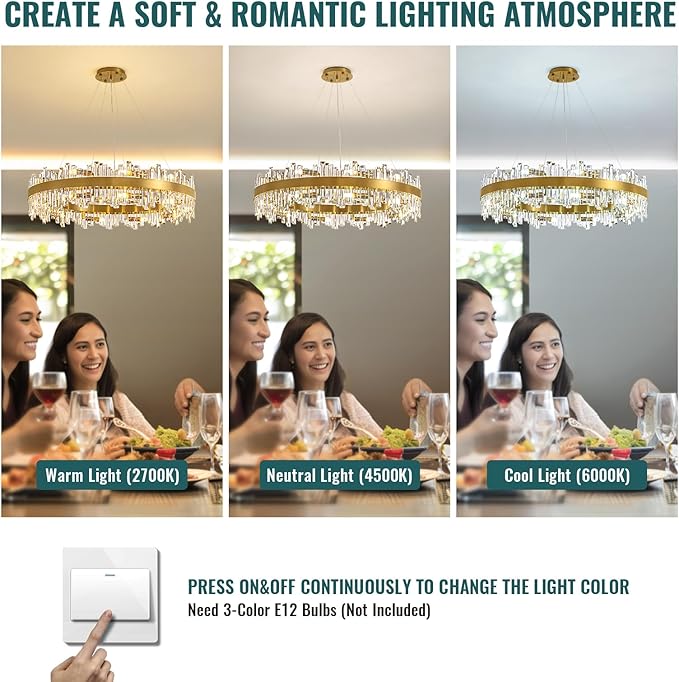 Siljoy 20-Light Modern Crystal Chandeliers, Large Brushed Gold 2-Tiers Raindrop K9 Crystal Ceiling Light, 3 Way Dimmable Pendant Lighting Fixture for Dining Living Room Kitchen Island Bedroom D39.4''