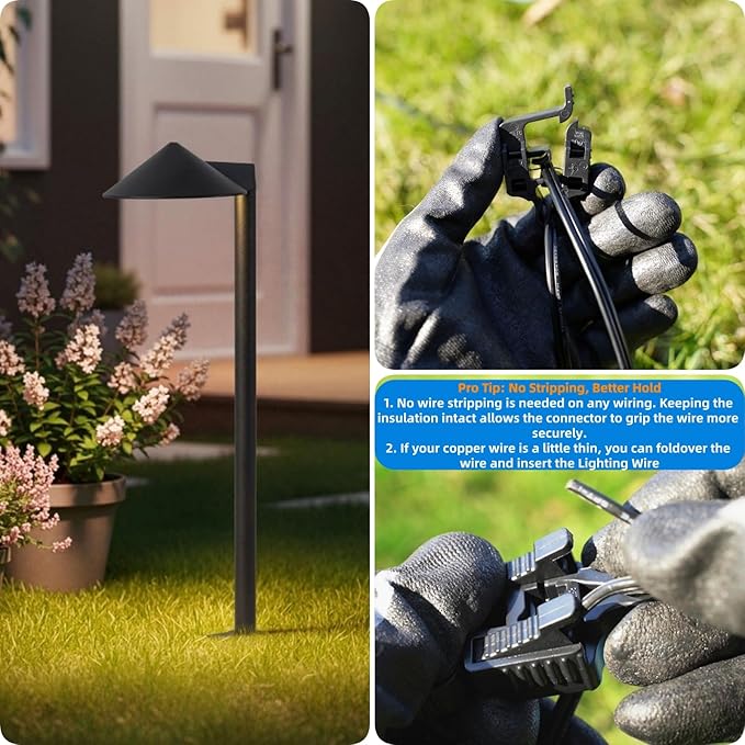 Low Voltage Wire Connectors for Landscape Lighting, Compatible with #12/14/16/18 Gauge Underground Cable for Pathway Lights, Spotlight, In-ground Lights, Waterproof, UL Listed (8)