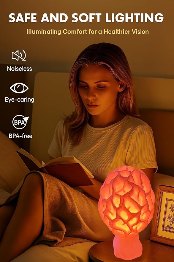 Morel Mushroom Lamp - USB Powered 15-Color Table Light with Remote & Switch - Cozy Soft Glow Nightlight - Unique Fungus Decor - Boho Cottage core Aesthetic