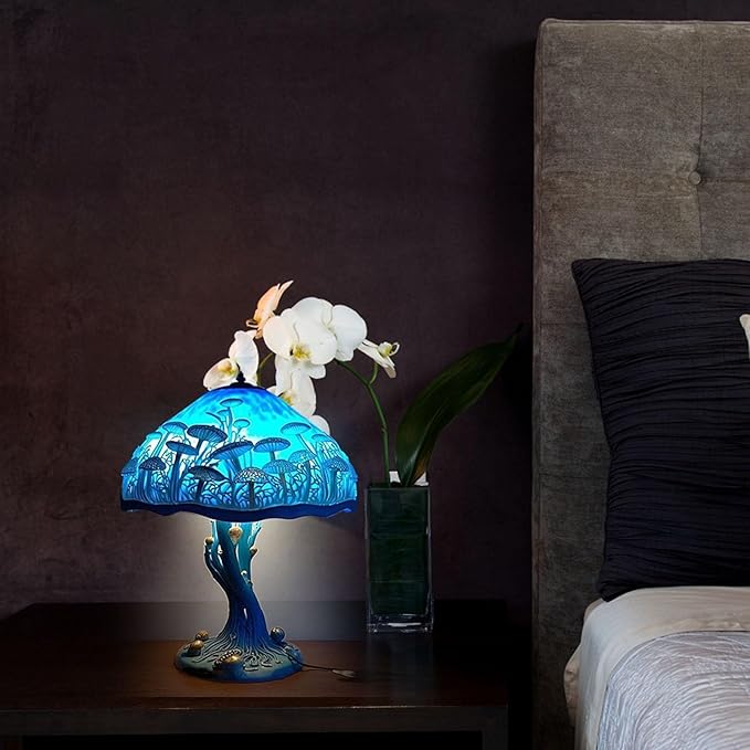 Mmoneyake Painting Mushroom Table Lamp, 2023 New Stained Plant Night Light,Bohemian Resin Mushroom Decorative Bedside Lamp for Bedroom Living Room Home Office Decor Gift
