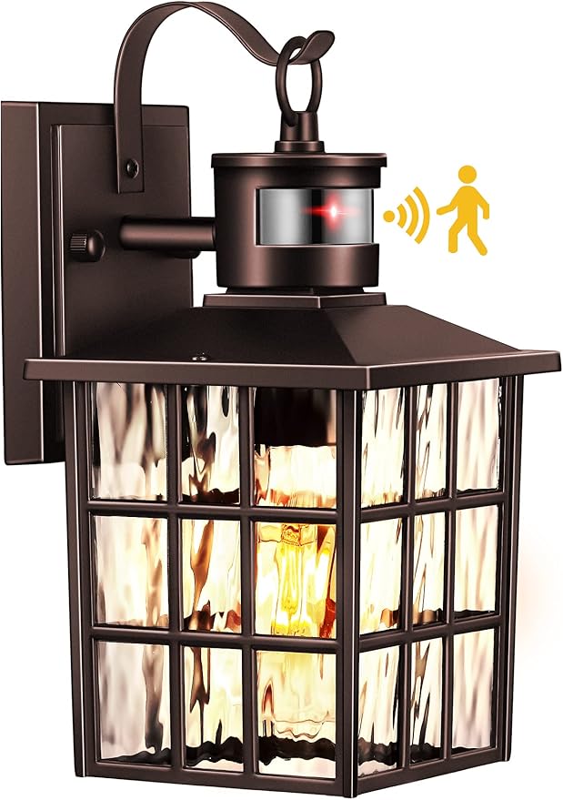 VIANIS Oil Rubbed Bronze Motion Sensor Exterior Lighting Fixtures, Farmhouse Dusk to Dawn Outdoor Porch Lights Wall Mount for House, Anti-Rust Waterproof Outdoor Wall Sconce for Garage, Front Door