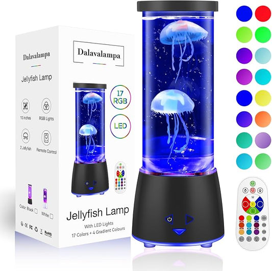 17 Colors Changing Jellyfish lamp with Remote - Jellyfish Tank Table Lamp, LED Night Light for Kids Adults, Aquarium Mood Lamp Home Decor, Party Christmas Gifts for Women Men