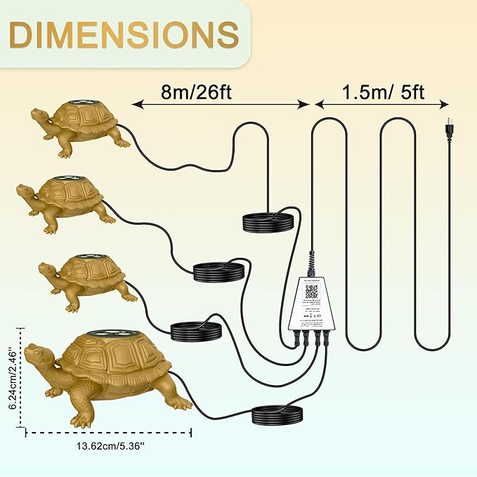 Underwater LED Pond Light with 12V Transformer, 6W Turtle Fountain Light LED Underwater with APP, IP68 Waterproof Underwater Lights for Pond Fountain Waterfall Yard Water Feature, 4 SpotLights