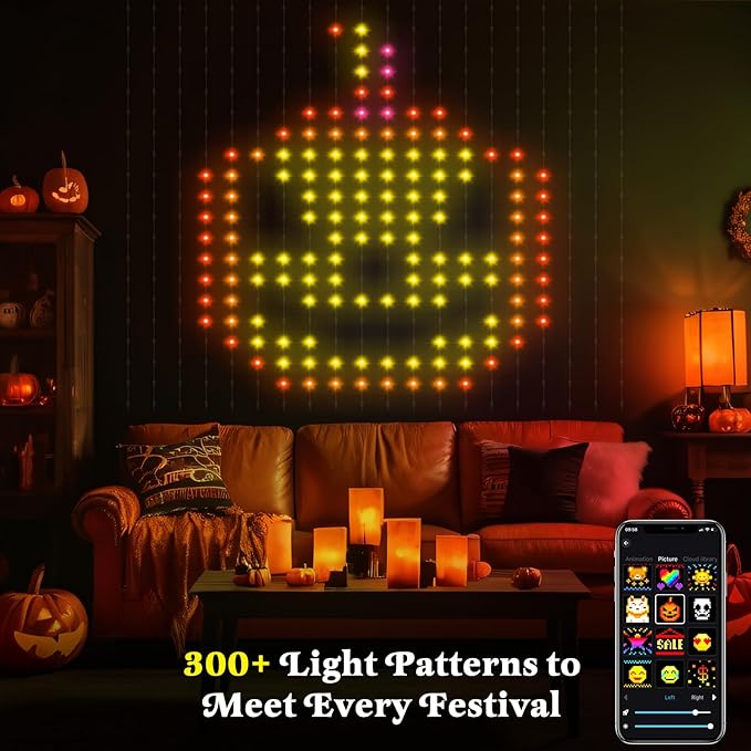 Smart Curtain Lights 400 LED, Color Changing LED Curtains Light 6.6 * 6.6 FT, DIY Fairy String Light Curtain for Bedroom Backdrop Party Indoor Outdoor Holiday Decor (APP +Remote Control)