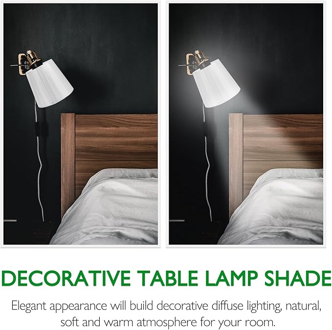 Cloth Lamp Shade, Pleated Lamp Cover Clip on Lampshade Table Lamp Chandelier Shades for Home (White)