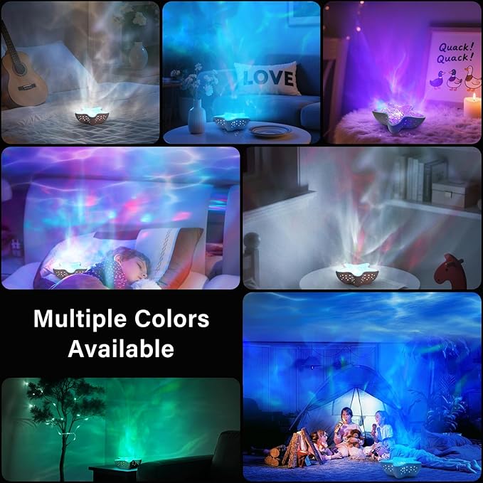 Northern Lights Projector, Ocean Wave Shower Light Projector Light for Bathroom Classroom, Galaxy Night Light for Kids Dorm Decor, Cute Room Decor Aesthetic (White)