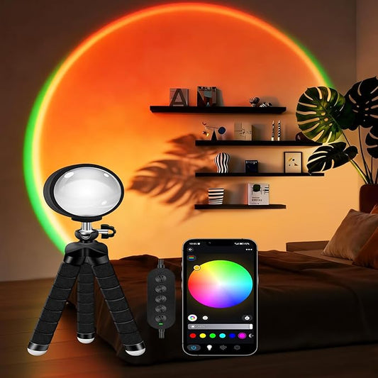 Sunset Lamp with USB Port - 360° Rotatable Multicolor Sunset Light Projector, Great for Room/Bedroom Decor, Photography, Party, TikTok Live | Halloween & Gifts