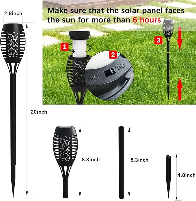 Solar Lights Outdoor Halloween Decorations, Upgraded 16 Pack Purple Solar Torch Lights with Flickering Flame, Waterproof Halloween Lights Outdoor, Tiki Torches for Outside Patio Pathway Decor