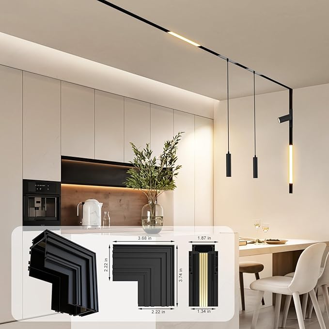 90-Degree Corner Connector for 4-Wire Magnetic Track Lighting, Aluminum Alloy Vertical Shape Joint, Recessed Rail for LED Track Light, ONLY Compatible Rails