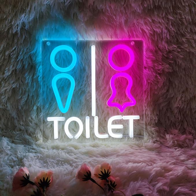 Toilets Neon Signs for Wall Decor Neon Lights for Bedroom Led Business Signs Suitable for Washroom Restroom Christmas Birthday Party Unique for Lover,21 * 21cm