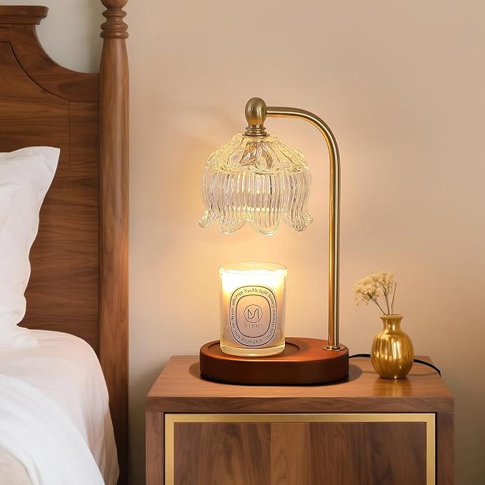 Candle Warmer Lamp with Timer Dimmable,Antique Brass Candle Lamp,Wax Melt Warmer Light for Jar Candles,Mother's Day/Birthday/Christmas Gifts for Mom/Wife,Home Decor Lamp,with 2 Bulbs