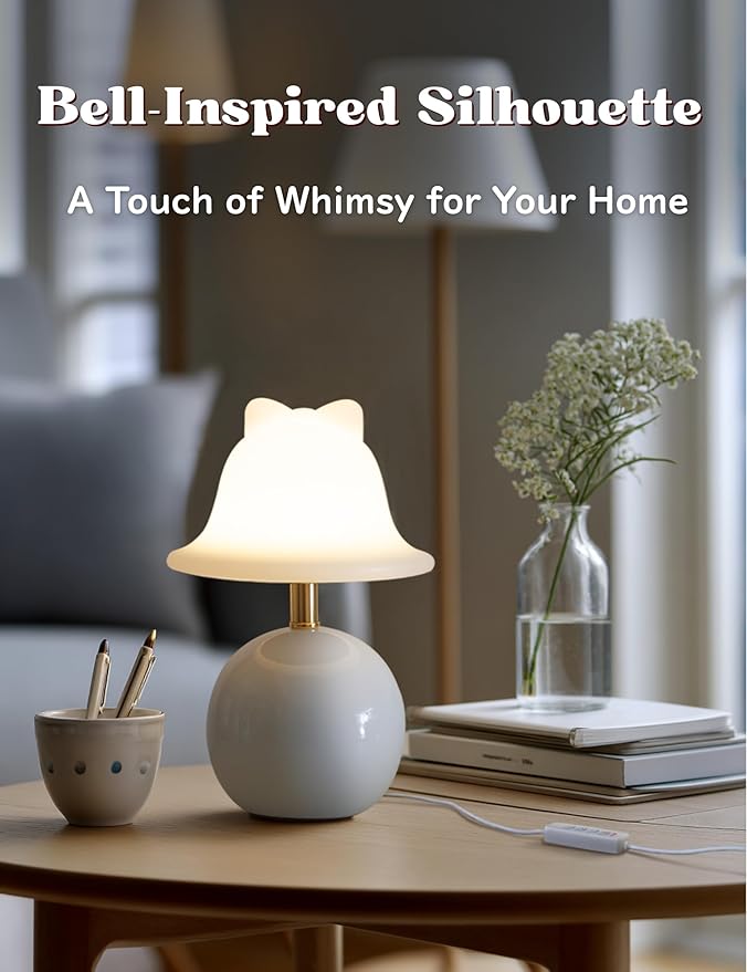 Joyzy Mushroom Table Lamp for Bedroom,Desk Bedside Small Lamps for Living Room Night Stands,Mushroom Lighting Decor Cute Modern Light,Unique Aesthetic Home Living Room Decor