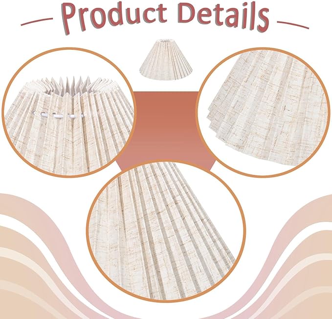 Generic Pleated Lampshade Desk Lamp Cover Modern Minimalist Easy Assembly Floor Light Cover Table Lamp Shade for Bedside Home Office, 39 Pleats