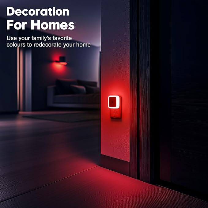 Sujeet Red Night Light, Night Lights Plug into Wall 4-Pack, Nightlight Plug in Night Light, Dusk to Dawn Night Lamp Led Night Lights for Adults Bedroom, Bathroom, Hallway