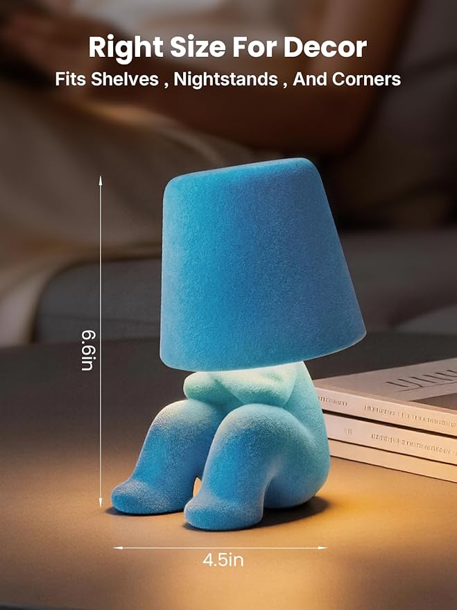 Modern Table Lamp for Youth: Rechargeable Cute Light for Kids Child Teen - Gift for Birthday Christmas Halloween Easter (Blue)