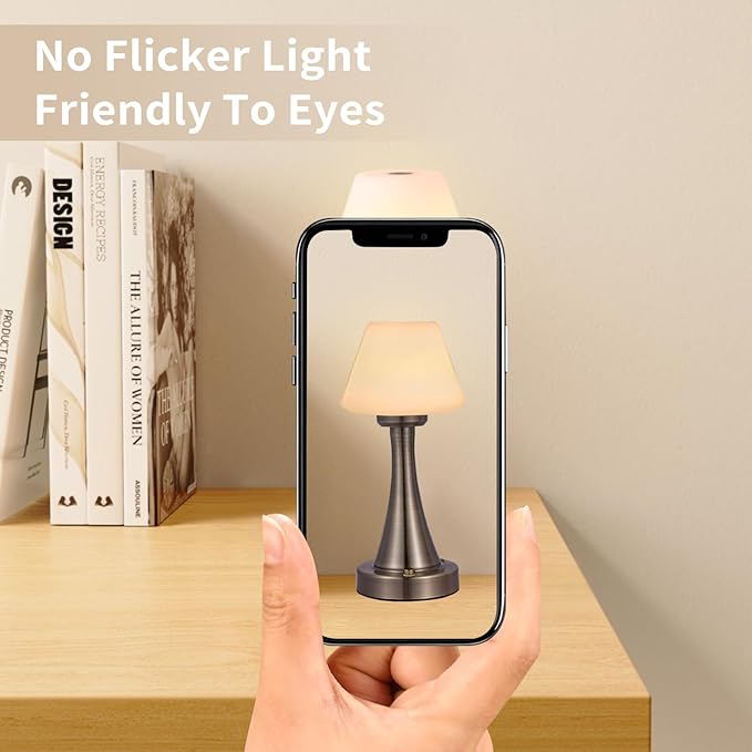 Waterproof Rechargeable Table Lamp for Shower & Outdoor, Cordless Touch Dimmable Nightstand Lamp with 3 Light Colors, Portable LED Light for Bedroom, Patio, Camping & Bar (Antique Bronze)