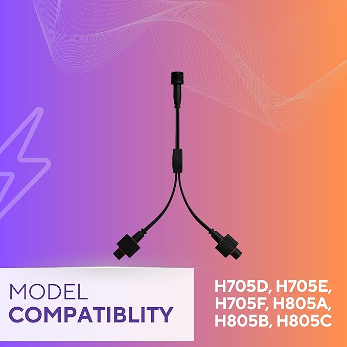 3-Pin Y Splitter Cable Compatible with Govee Permanent Outdoor Lights 2 / Elite (H705D H705E H705F H805A H805B H805C) – IP68 Waterproof Outdoor Connector (Black)