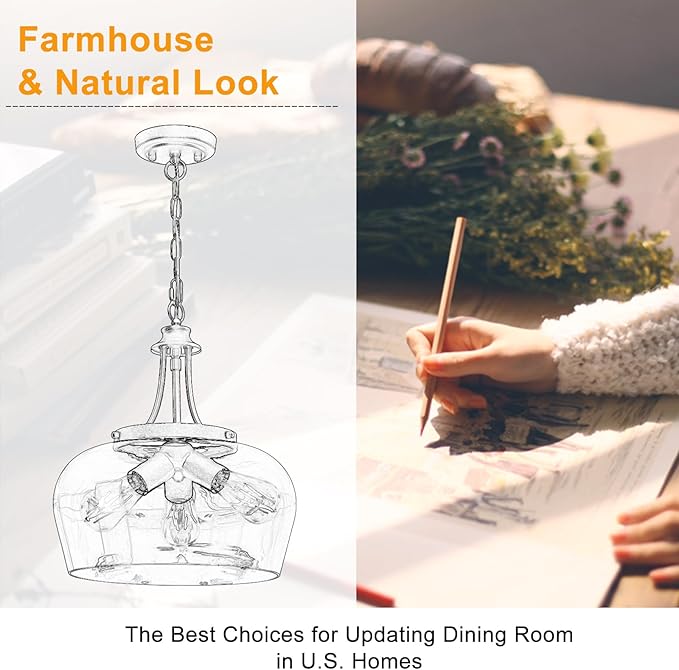 14.2" Modern Pendant Lights Kitchen Island, 3-Light Gold Pendant Light Fixtures with Clear Glass Shade, Industrial Hanging Pendant Lights Fixture for Kitchen Island, Dining Room, Bedroom, Entryway