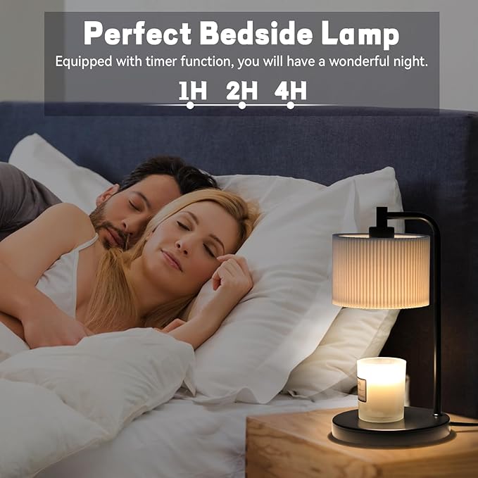 Candle Warmer Lamp with Timer, Dimmable Candle Wax Warmer Electric Candle Lamp for Scented Candles with Bulbs, Christmas Gifts House Warming Gifts Home Decor (Black)