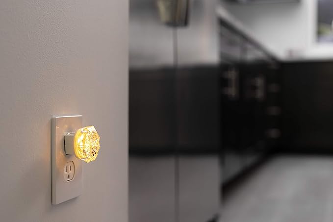 GE Jewel LED Night Light, Plug-in, Dusk to Dawn Sensor, Amber, UL-Certified, Energy Efficient, Ideal Nightlight for Bedroom, Bathroom, Nursery, Hallway, Kitchen, 11286, 4 Pack