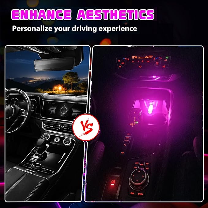 2PCS Car USB Night Lights, Touch Dimmable Vehicle Interior Ambient Lamp, Portable Retro Glass LED Light for Auto Decorations, Bedroom, Office, Travel, Camping, Gifts for Women and Men (Pink)