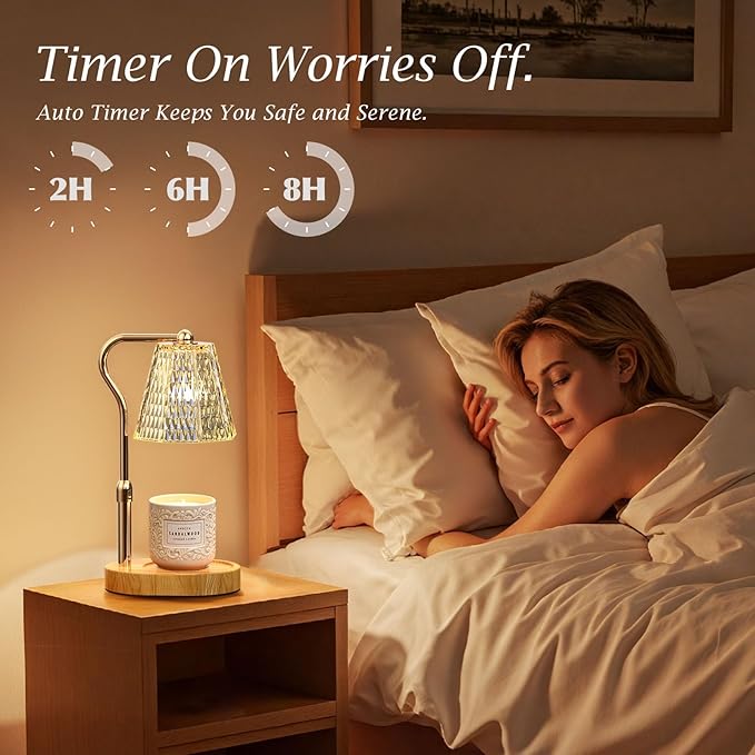 Candle Warmer Lamp with Timer Gifts for Women, Adjustable Height Wax Warmer Lamp for Scented Candles Home Essentials Decor, White Elephant Gifts for Adults Who Have Everything