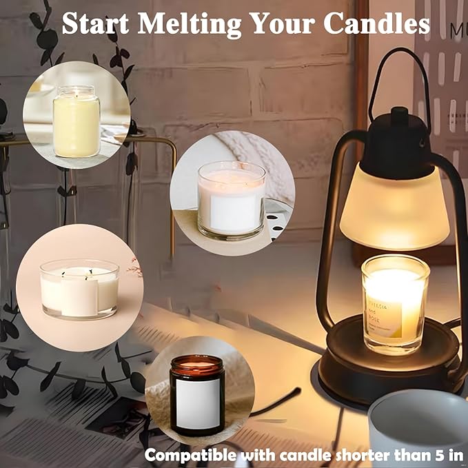 Candle Warmer Lamp with Timer Dimmable, Birthday Christmas Gift for Mom Sister Girlfriend, Vintage Decor Lamp for Housewarming Gift, Electric Wax Melt Warmer for Jar Candle with 2 Bulbs, Black