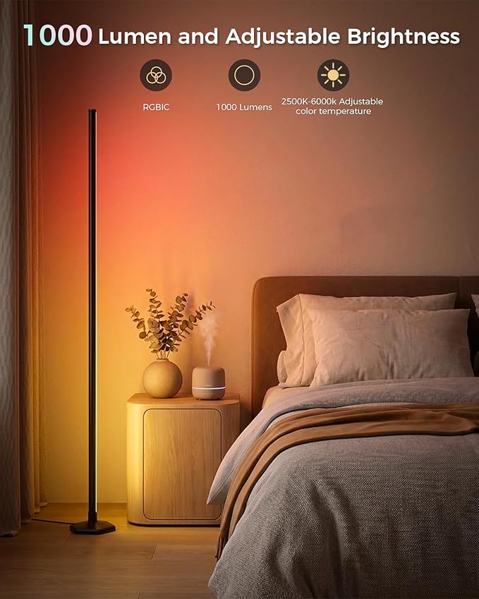 Corner Floor Lamp, 65" RGB Color Changing led Floor lamp with APP and Remote Control, Dimmable Mood Light Corner Light with Music Sync, DIY Mode & Timing for Living Room Gaming Room (2)