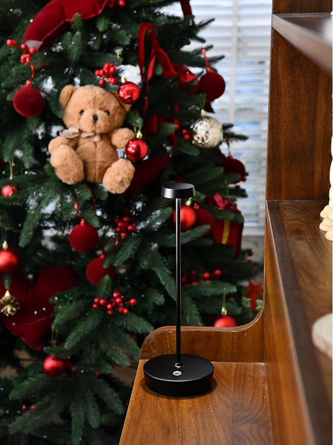 Cordless LED Table Lamp，Rechargeable Battery Desk Lamps, 3 Color Stepless Dimmable Metal Battery Table Lamps, Portable Table Light for Indoor/Outdoor/Restaurants/Bedroom/Bar