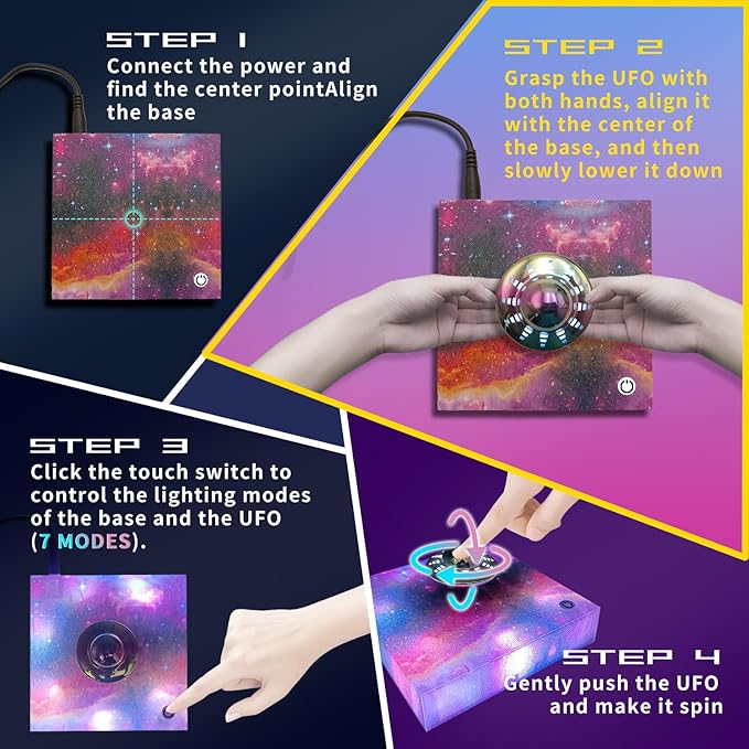 Magnetic Levitating UFO Lamp, Floating 360°Rotating RGB Galaxy Light Display, Cool Tech Gadgets Desk Decor for Office Home Esports Room, Amazing Gift for Men Girls