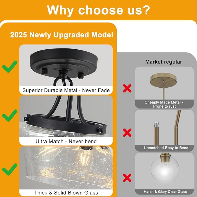 Modern Pendant Lights Kitchen Island, 3-Light Black Pendant Light Fixtures with 14.2" Clear Air Bubble Glass Shade, Industrial Hanging Pendant Lights Fixture for Kitchen Island, Dining Room, Entryway