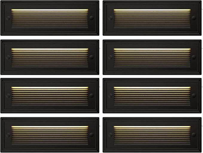 9 Inch Low Voltage Step Lights Outdoor,12V 5W LED Landscape Stair Lights, 3000K/4000K/6500K Deck Step Lights, IP65 Waterproof, for Stair Lighting and Yard Patio Pathway Walkway, Pack of 8